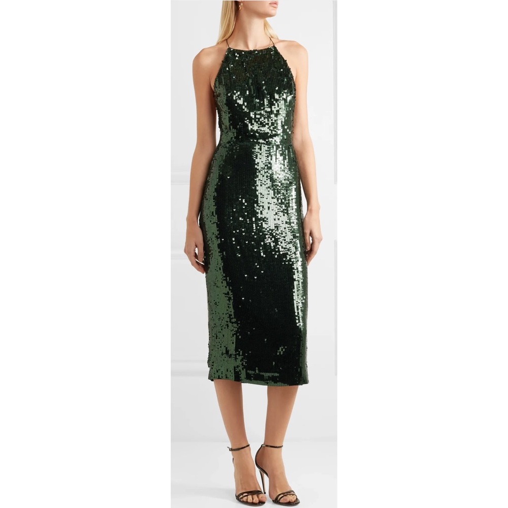 Jason Wu Black sequined georgette midi dress SZ 6 - Picture 5 of 15